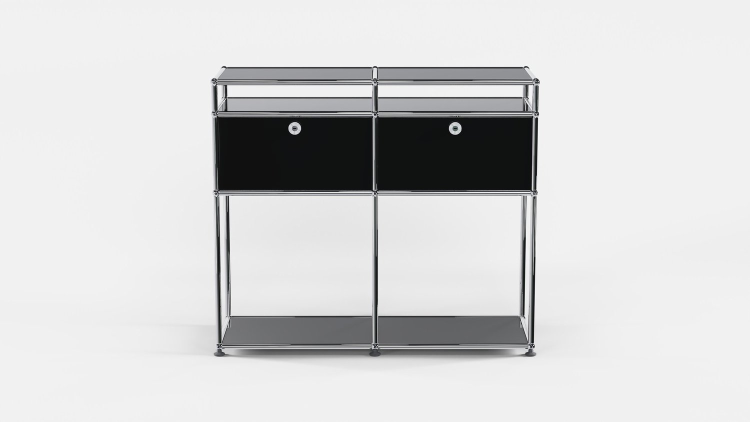 USM Haller konsol med to klaplåger Piano Black