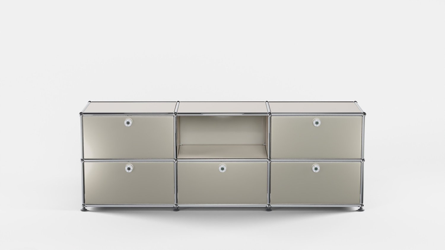 USM Haller lowboard med 5 klaplåger Champagne Metallic