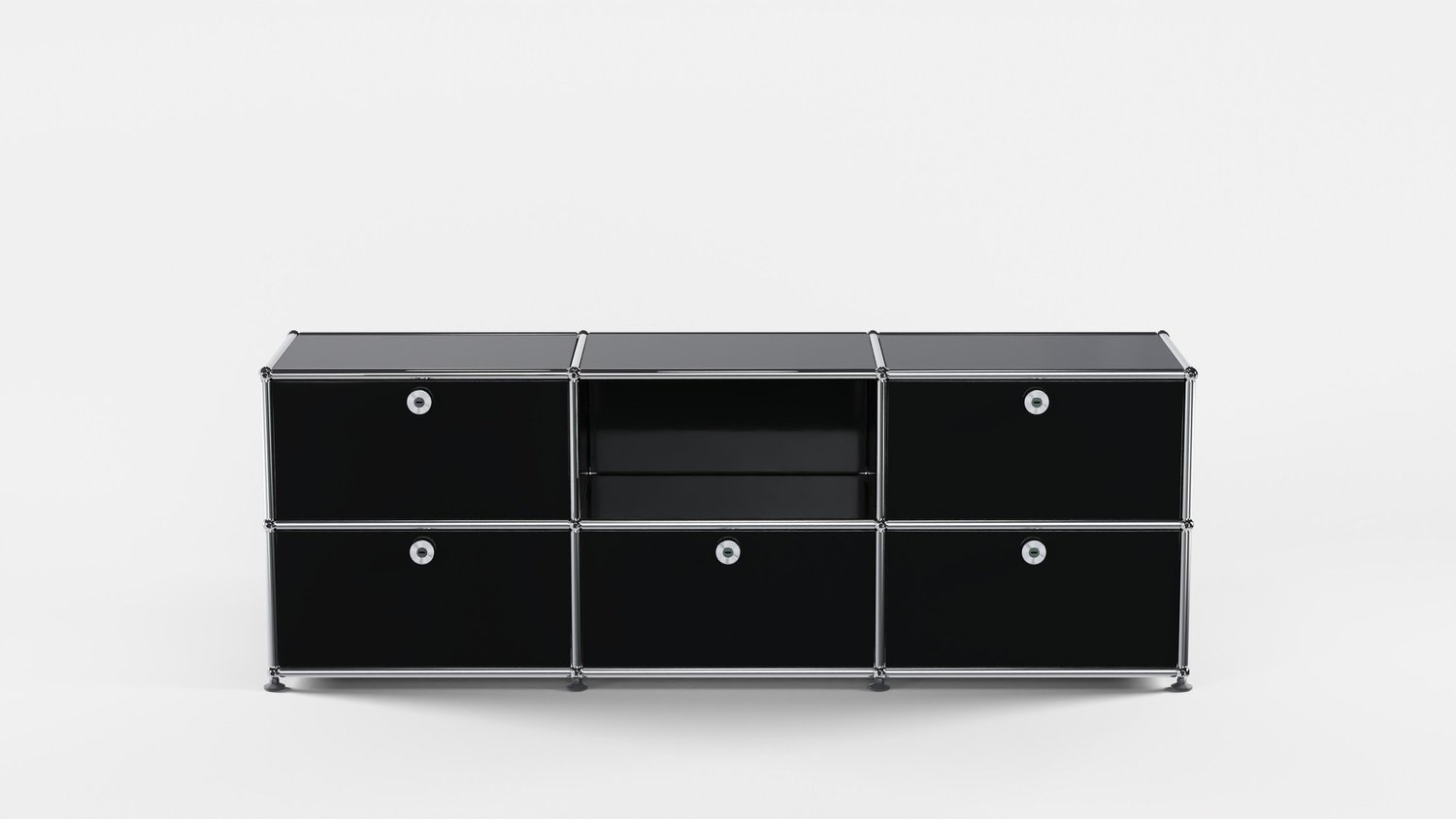 USM Haller lowboard med 5 klaplåger Piano Black